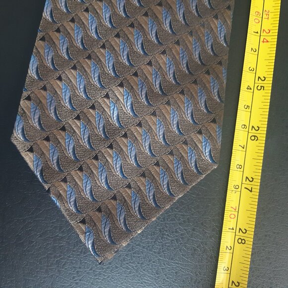 Kolte Italy 100% Silk Men's Tie Beige, Tan & Blue Diagonal Pattern - Picture 7 of 9